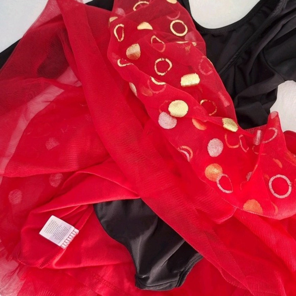 Disney Minnie Mouse Dress Girls Size 3T Costume Tutu Black Red Gold - Picture 6 of 7